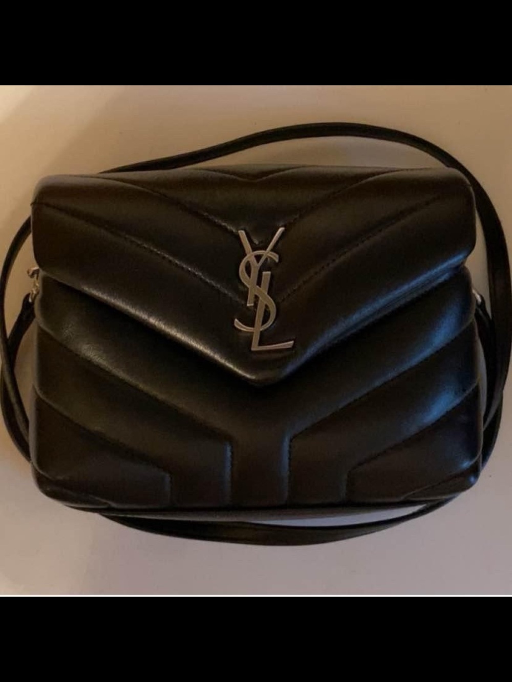 Yves Saint Laurent Black Chevron Quilted Shoulder Bag